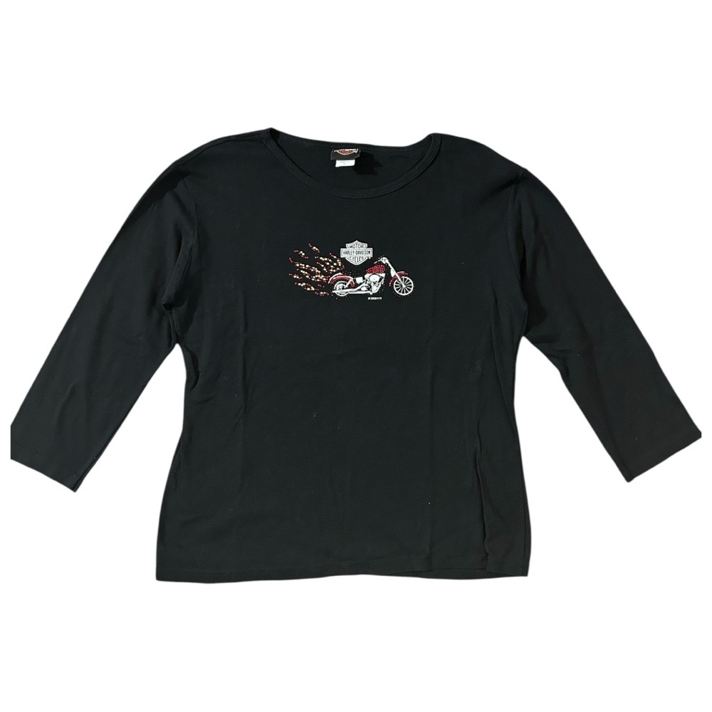 Harley-Davidson Black Long Sleeve Tee with Fiery Motorcycle Graphic